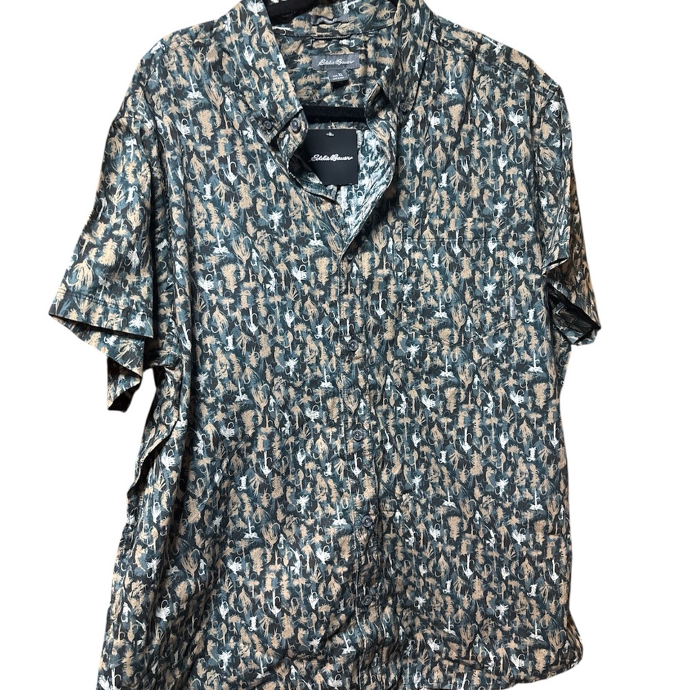 NWT Eddie Bauer Men's Black and White Patterned Shirt